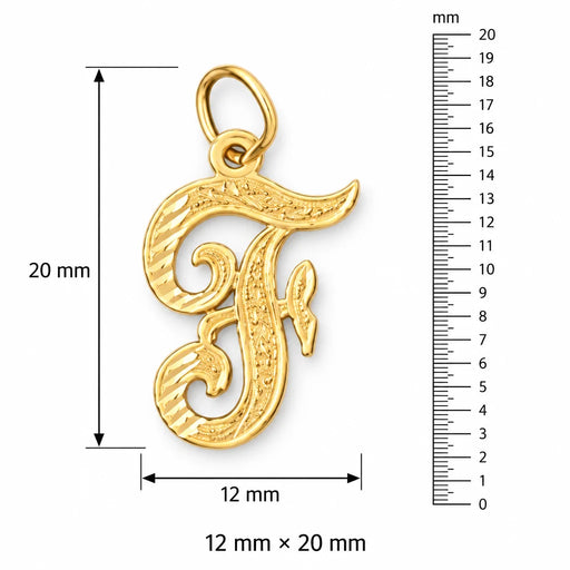 Initial F Classic Charm Pendant 14k Gold (1 Gram) Yellow Gold 14k