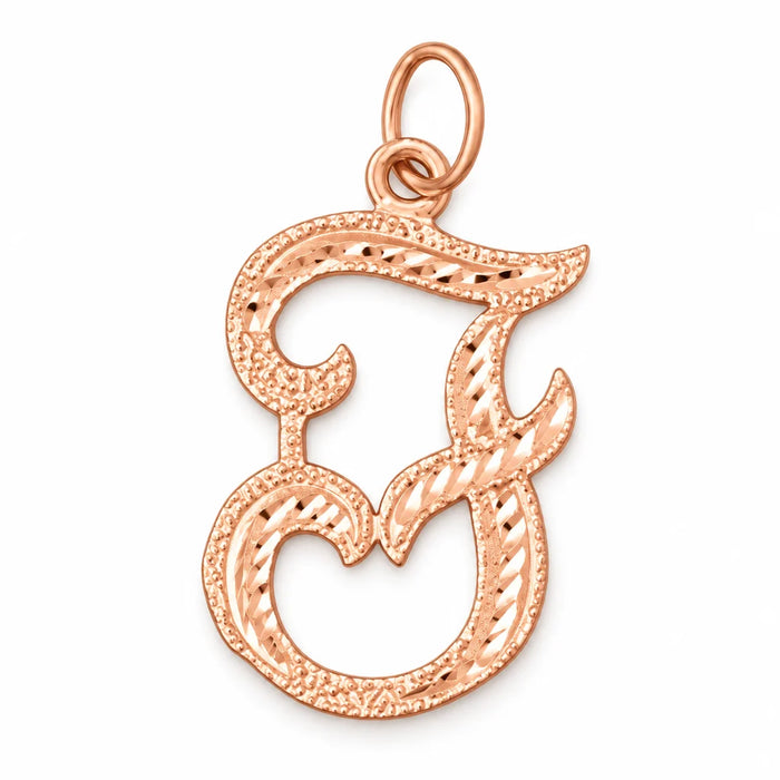Initial F Classic Charm Pendant 14k Gold Rose Gold 14k
