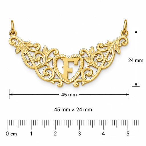 Initial F Heart Charm Pendant 14k Gold (1 Gram) Yellow Gold 14k