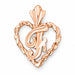 Initial F Heart Charm Pendant 14k Gold Rose Gold 14k