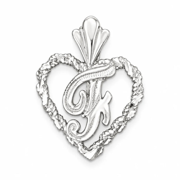 Initial F Heart Charm Pendant 14k Gold White Gold 14k