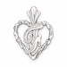 Initial F Heart Charm Pendant 14k Gold White Gold 14k