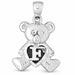 Initial F Teddy Bear Heart Charm Pendant 14k Gold White Gold 14k