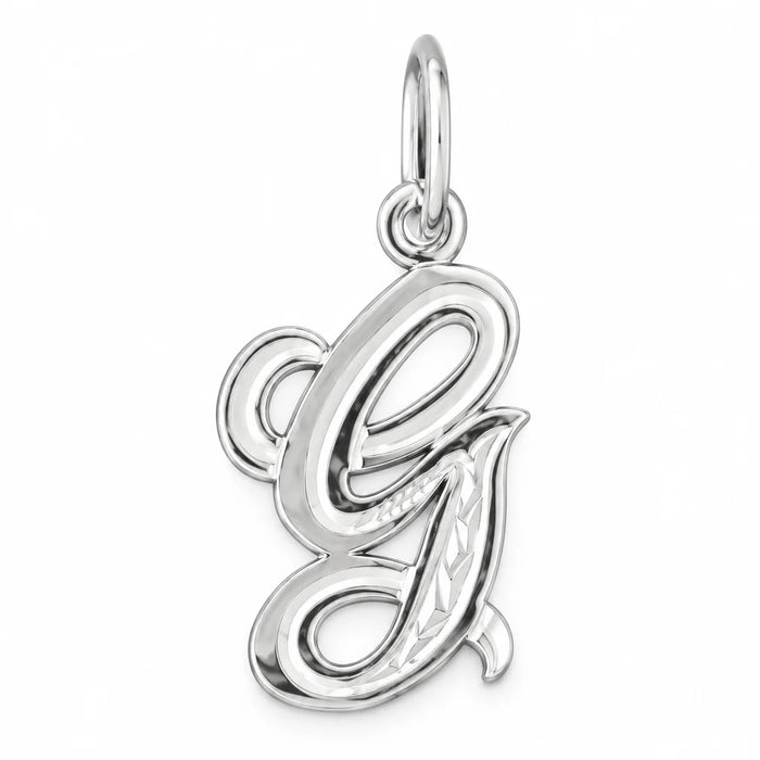 Initial G Charm Pendant 14k Gold (0.5 Grams) White Gold 14k