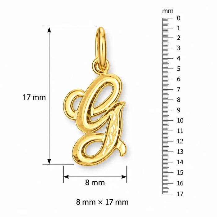 Initial G Charm Pendant 14k Gold (0.5 Grams) Yellow Gold 14k