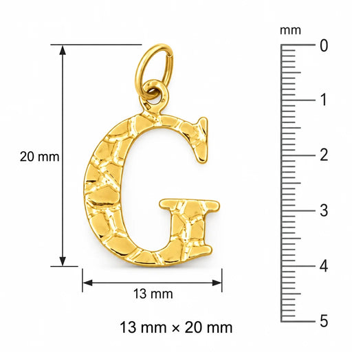 Initial G Charm Pendant 14k Gold (1 Gram) Yellow Gold 14k