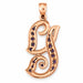 Initial G Charm Pendant 14k Gold (2.7 Grams) Rose Gold 14k