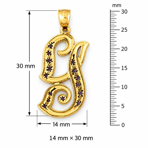 Initial G Charm Pendant 14k Gold (2.7 Grams) Yellow Gold 14k