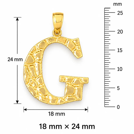 Initial G Charm Pendant 14k Gold (2 Gram) Yellow Gold 14k