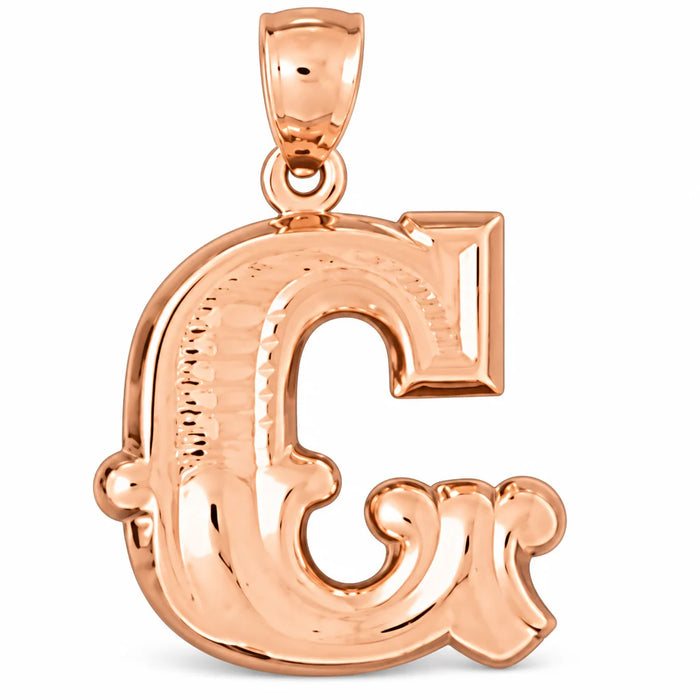 Initial G Charm Pendant 14k Gold (3 Grams) Rose Gold 14k