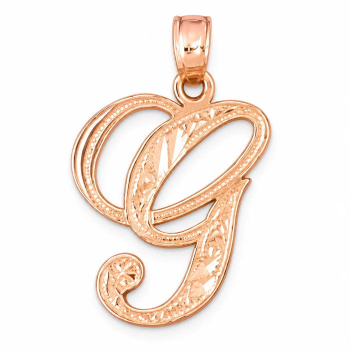 Initial G Charm Pendant 14k Gold Rose Gold 14k