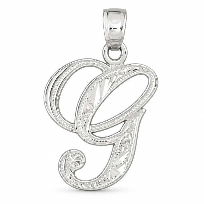 Initial G Charm Pendant 14k Gold White Gold 14k