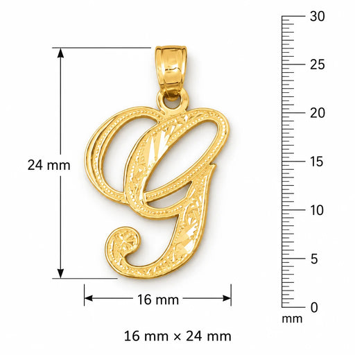Initial G Charm Pendant 14k Gold Yellow Gold 14k