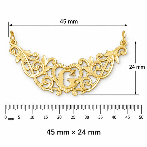 Initial G Heart Charm Pendant 14k Gold (1 Gram) Yellow Gold 14k