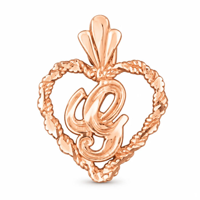 Initial G Heart Charm Pendant 14k Gold Rose Gold 14k