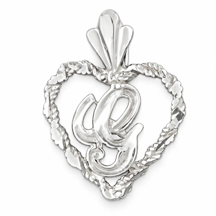 Initial G Heart Charm Pendant 14k Gold White Gold 14k
