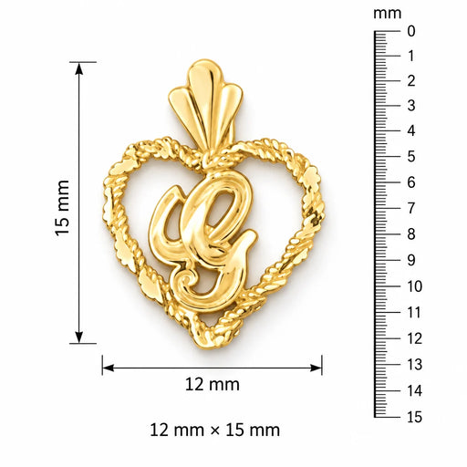Initial G Heart Charm Pendant 14k Gold Yellow Gold 14k