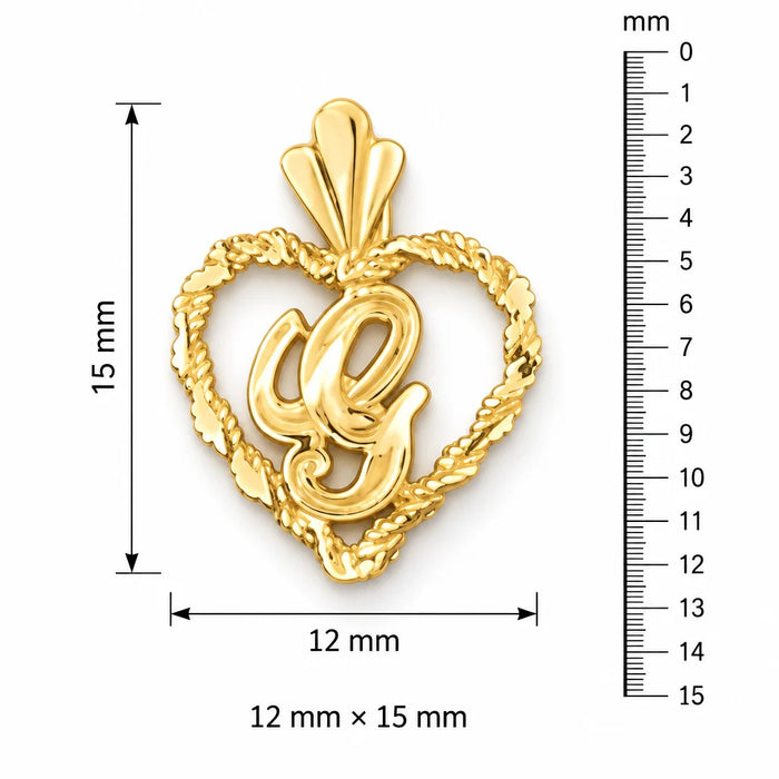 Initial G Heart Charm Pendant 14k Gold Yellow Gold 14k