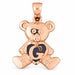 Initial G Teddy Bear Heart Charm Pendant 14k Gold Rose Gold 14k