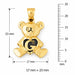 Initial G Teddy Bear Heart Charm Pendant 14k Gold Yellow Gold 14k