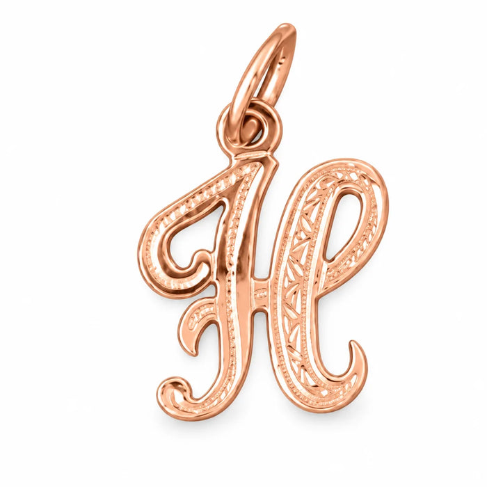 Initial H Charm Pendant 14k Gold (0.5 Grams) Rose Gold 14k