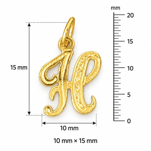 Initial H Charm Pendant 14k Gold (0.5 Grams) Yellow Gold 14k
