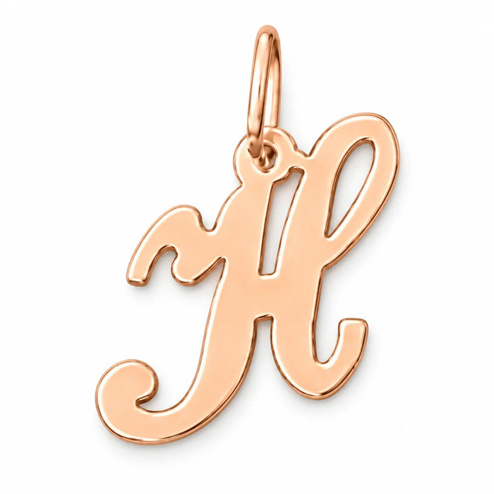 Initial H Charm Pendant 14k Gold (0.7 Grams) Rose Gold 14k