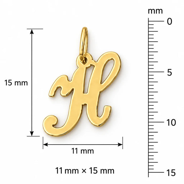 Initial H Charm Pendant 14k Gold (0.7 Grams) Yellow Gold 14k