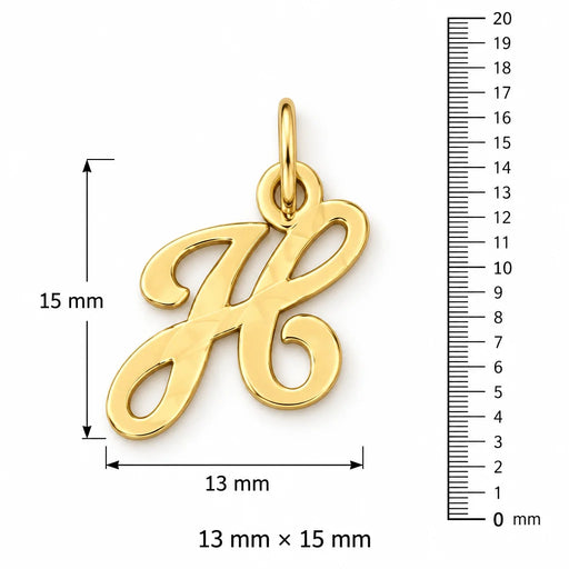 Initial H Charm Pendant 14k Gold (0.8 Grams) Yellow Gold 14k