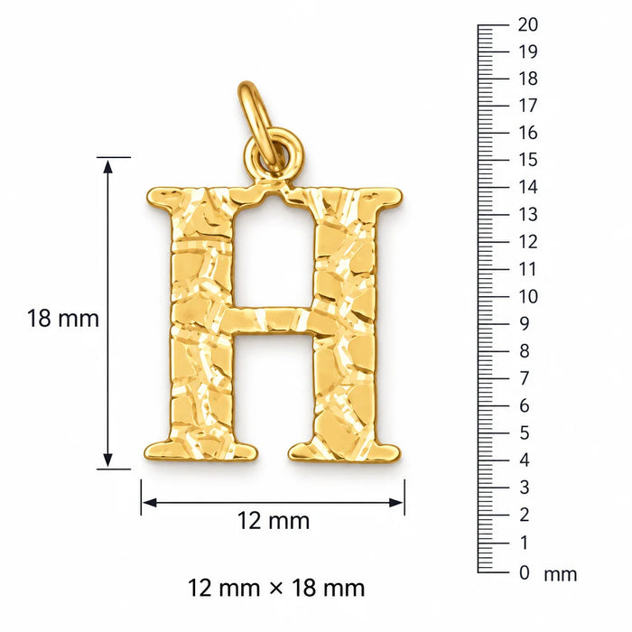 Initial H Charm Pendant 14k Gold (1 Gram) Yellow Gold 14k