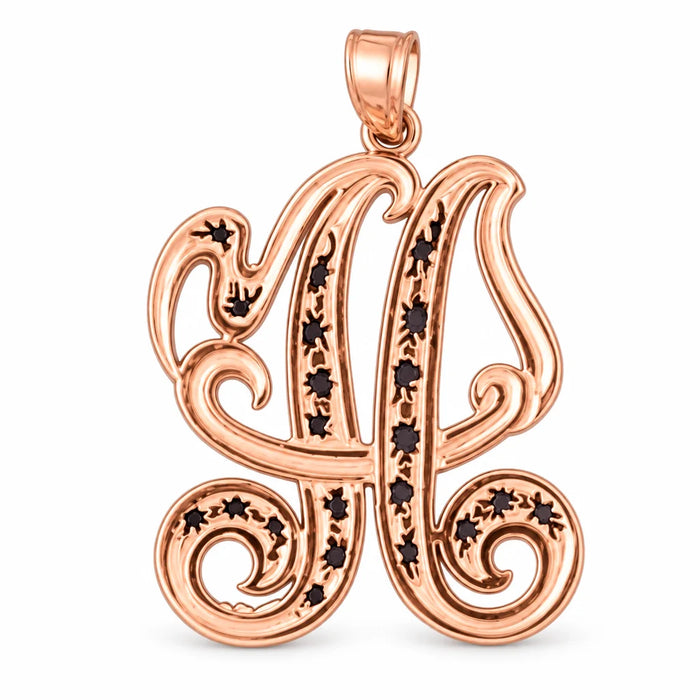 Initial H Charm Pendant 14k Gold (2.7 Grams) Rose Gold 14k