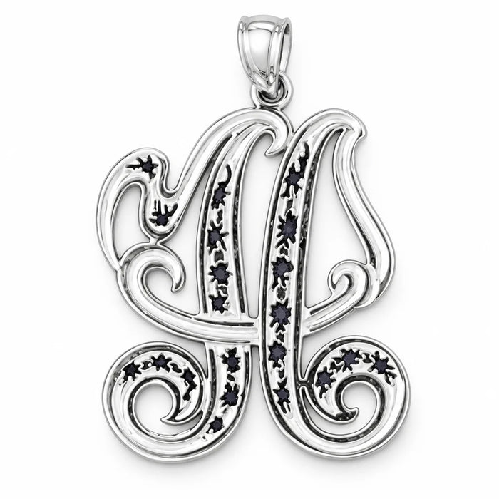 Initial H Charm Pendant 14k Gold (2.7 Grams) White Gold 14k