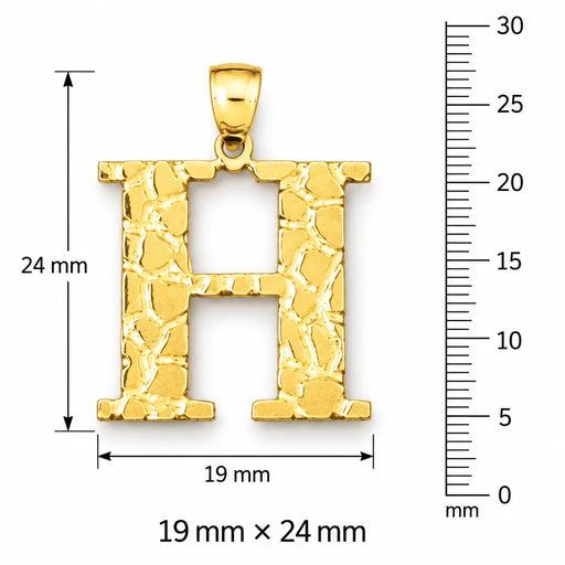 Initial H Charm Pendant 14k Gold (2 Grams) Yellow Gold 14k