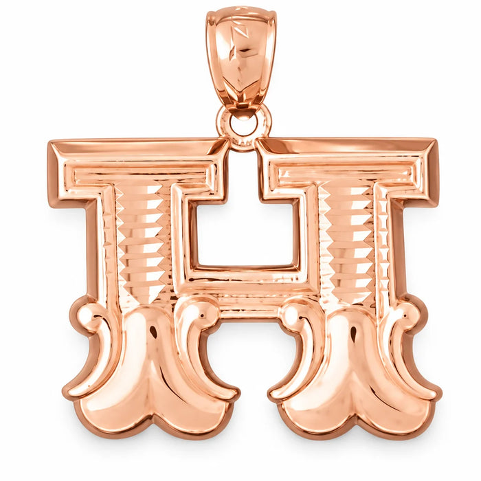 Initial H Charm Pendant 14k Gold (3 Grams) Rose Gold 14k