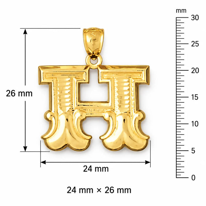 Initial H Charm Pendant 14k Gold (3 Grams) Yellow Gold 14k