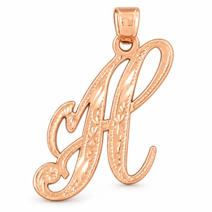 Initial H Charm Pendant 14k Gold Rose Gold 14k