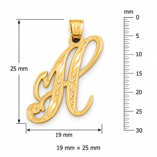 Initial H Charm Pendant 14k Gold Yellow Gold 14k