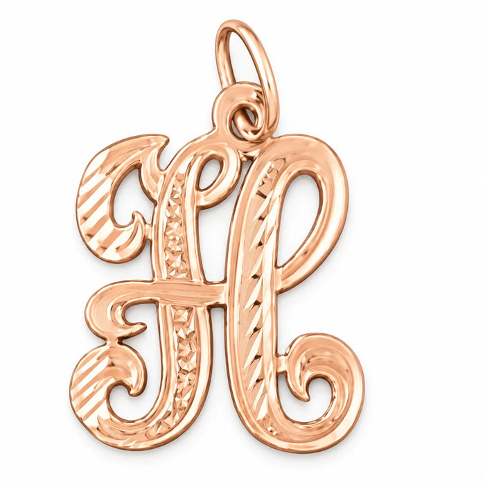 Initial H Classic Charm Pendant 14k Gold (1 Gram) Rose Gold 14k