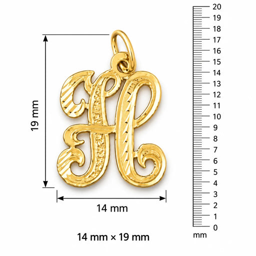 Initial H Classic Charm Pendant 14k Gold (1 Gram) Yellow Gold 14k
