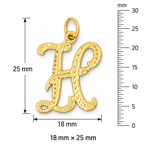 Initial H Classic Charm Pendant 14k Gold Yellow Gold 14k