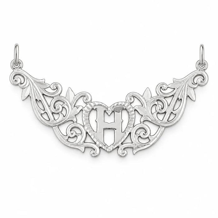 Initial H Heart Charm Pendant 14k Gold (1 Gram) White Gold 14k