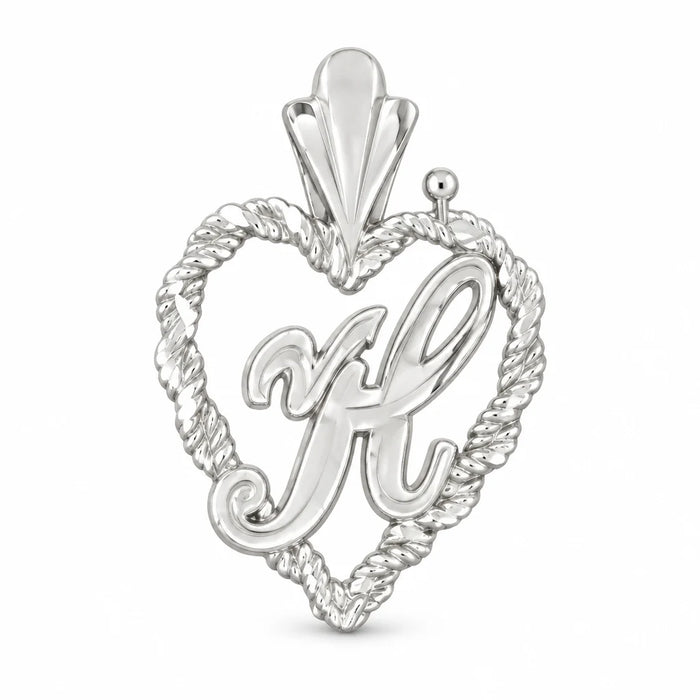 Initial H Heart Charm Pendant 14k Gold White Gold 14k