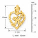Initial H Heart Charm Pendant 14k Gold Yellow Gold 14k