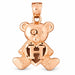 Initial H Teddy Bear Heart Charm Pendant 14k Gold Rose Gold 14k