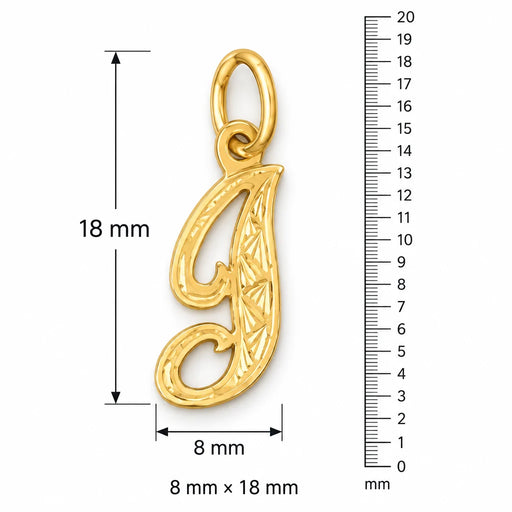 Initial I Charm Pendant 14k Gold (0.5 Grams) Yellow Gold 14k