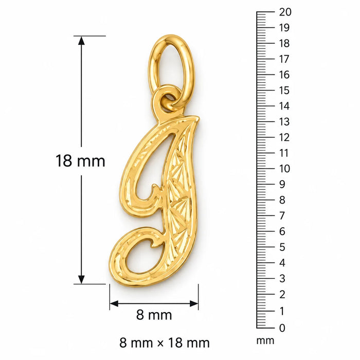 Initial I Charm Pendant 14k Gold (0.5 Grams) Yellow Gold 14k