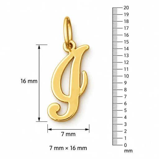 Initial I Charm Pendant 14k Gold (0.7 Grams) Yellow Gold 14k