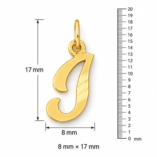Initial I Charm Pendant 14k Gold (0.8 Grams) Yellow Gold 14k
