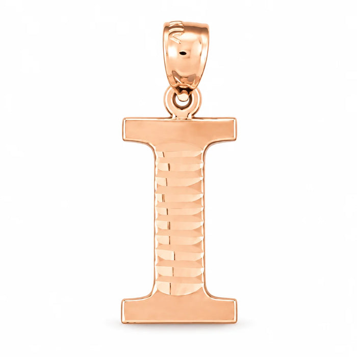 Initial I Charm Pendant 14k Gold (1.5 Grams) Rose Gold 14k
