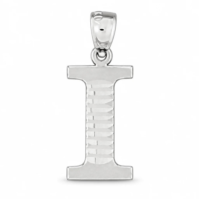 Initial I Charm Pendant 14k Gold (1.5 Grams) White Gold 14k
